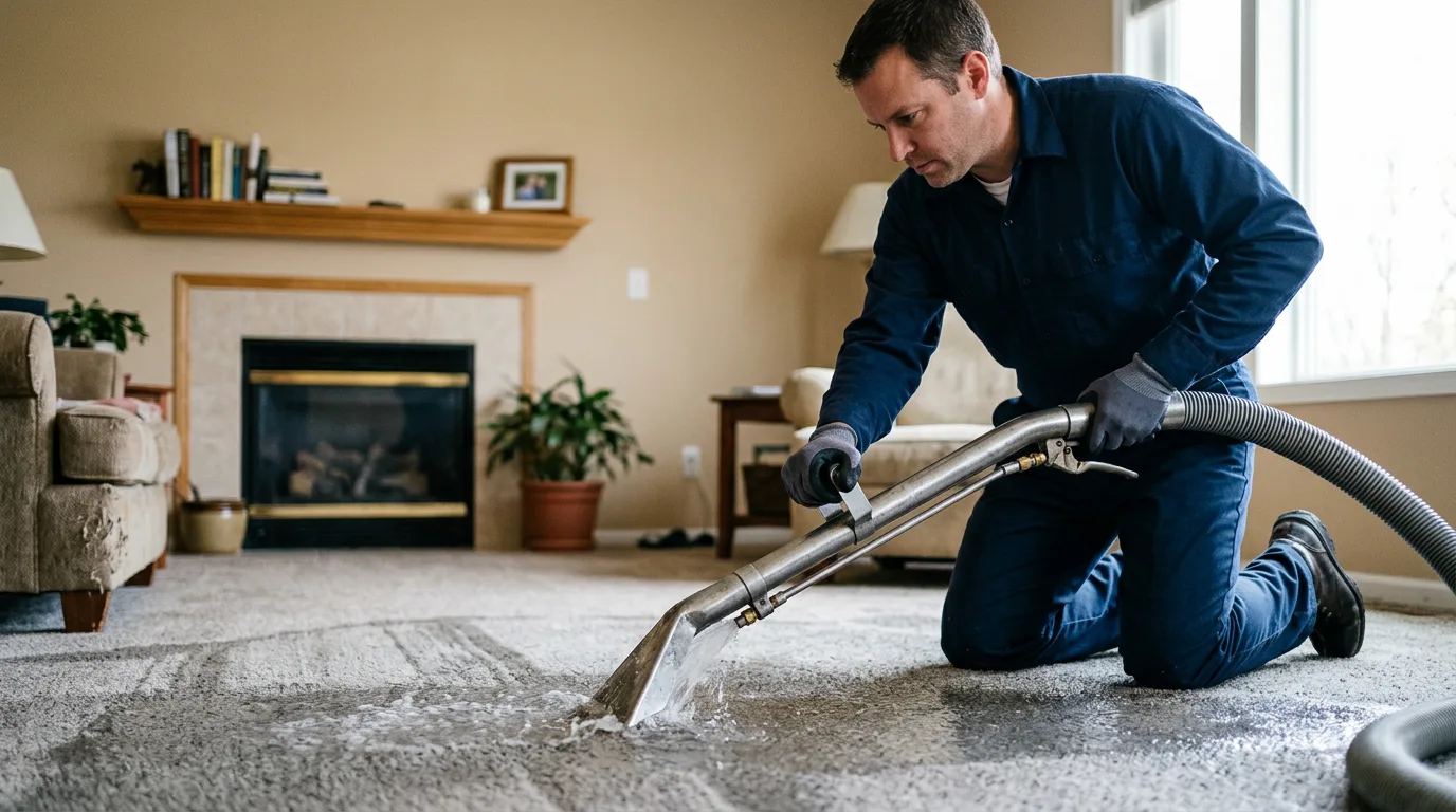 Water damage restoration technician working near New Paris, OH